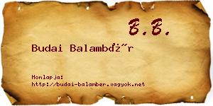 Budai Balambér névjegykártya